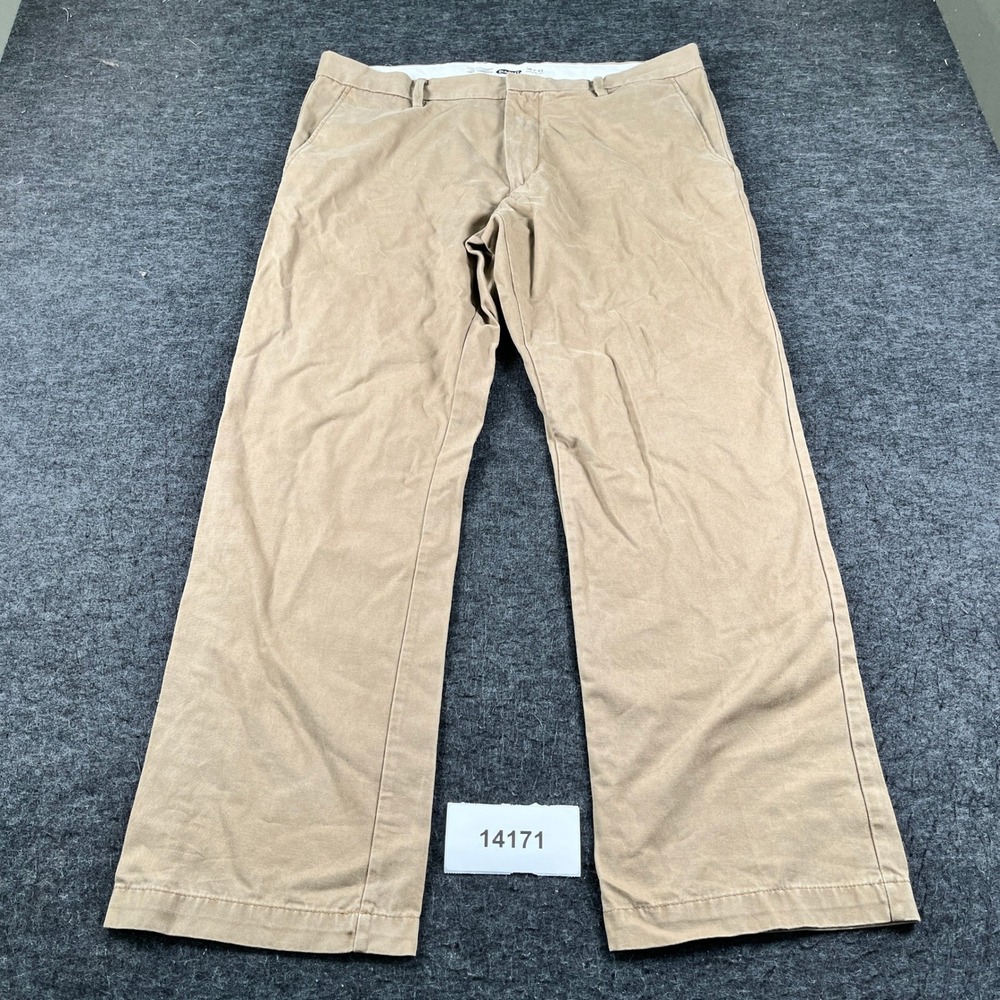 Old Navy Classic Straight Chino Pants Mens 36x32 Tan Cotton Flat Front Casual